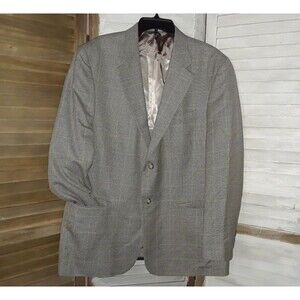 Oscar De La Renta Men's Blazer Size 46R 100% Wool Sport Coat Brown Check